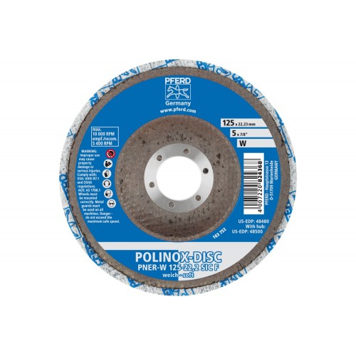 Disco de vellón prensado POLINOX DISC PNER Ø 125 mm agujero Ø 22,23 mm blando SIC fino para acabado