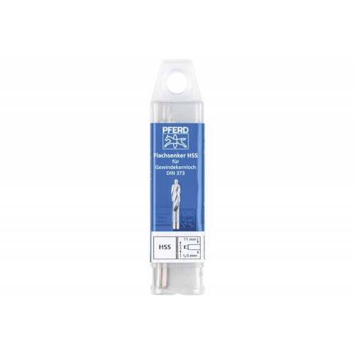 Avellanador plano HSS con espiga de guía DIN 373 Ø 11,0 mm, mango Ø 8 mm, para orificio roscado