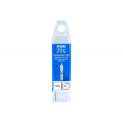 Avellanador plano HSS con espiga de guía DIN 373 Ø 6,0 mm, mango Ø 5 mm, fino, para orificio de paso