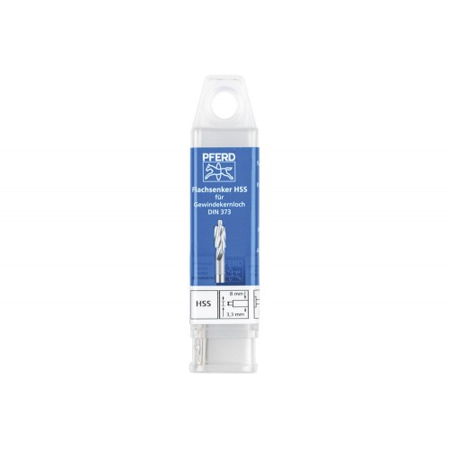 Avellanador plano HSS con espiga de guía DIN 373 Ø 8,0 mm, mango Ø 5 mm, para orificio roscado