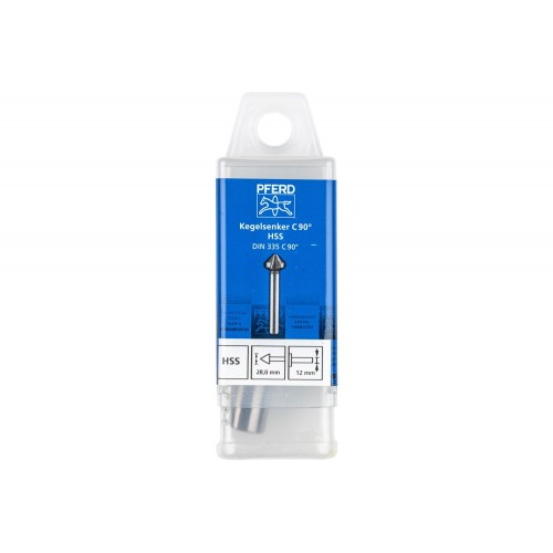 Avellanador y avellanador cónico HSS 90° Ø 28 mm, mango Ø 12 mm DIN 335 C, vástago triangular