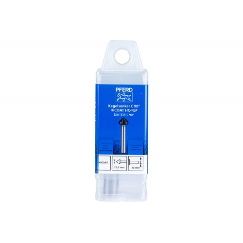 Avellanador y avellanador cónico HSS 90° Ø 25 mm, mango Ø 10 mm DIN 335 C con recubrimiento HICOAT