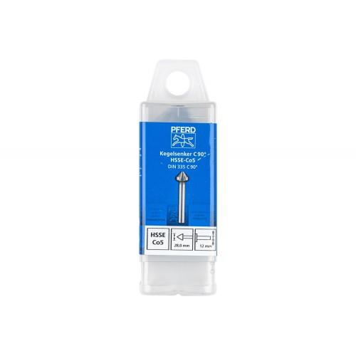 Avellanador y avellanador cónico Co5 HSSE 90° Ø 28 mm, mango Ø 12 mm DIN 335 C, vástago triangular