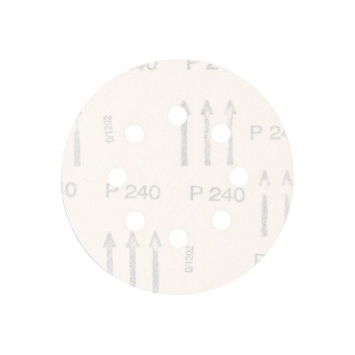 Disco de lija sistema velcro universal de corindón KSS Ø 125 A240 8 orificios de extracción para lijadora orbital