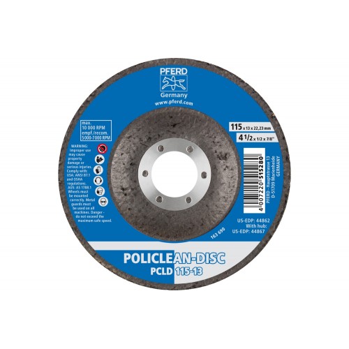 Vellón para limpieza POLICLEAN PCLD Ø 115x13 mm, agujero Ø 22,3 mm para trabajos de limpieza en basto