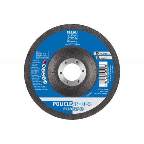 Vellón para limpieza POLICLEAN PCLD Ø 125x13 mm, agujero Ø 22,3 mm para trabajos de limpieza en basto