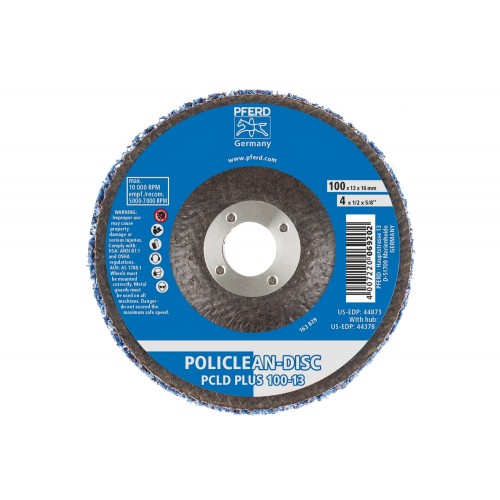 Vellón para limpieza POLICLEAN PLUS PCLD Ø 100x13 mm, agujero Ø 16 mm para trabajos de limpieza en basto