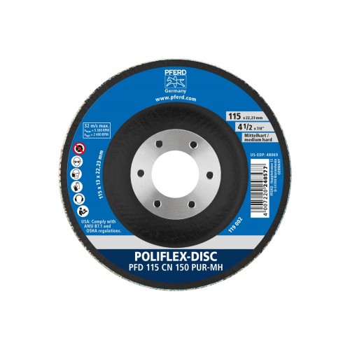 Disco Poliflex PFD Ø 115x14 mm agujero Ø 22,23 mm aglomerante PUR semiduro SIC150