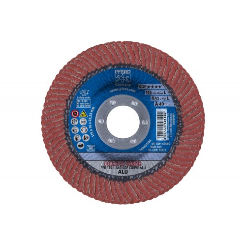 Disco de láminas lijadoras POLIFAN CURVE PFR 115x22,23 mm ancho L A40 línea SGP ALU para aluminio
