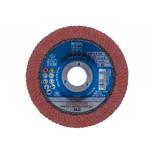 Disco de láminas lijadoras POLIFAN CURVE PFR 125x22,23 mm ancho L A40 línea SGP ALU para aluminio
