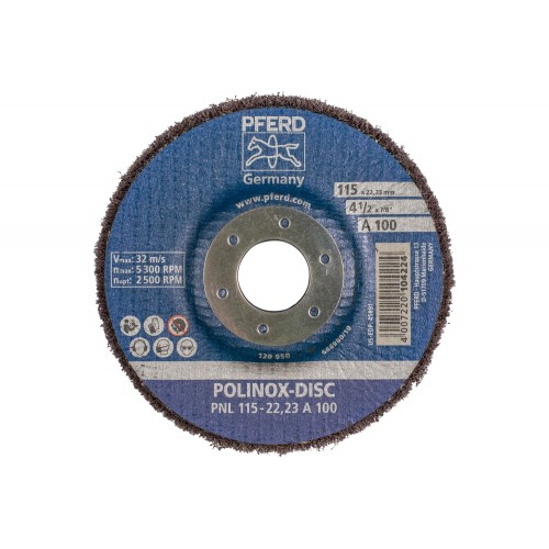 Disco abrasivo de vellón POLINOX PNL Ø 115 mm agujero Ø 22,23 mm A100 para lijado fino y acabado