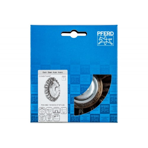 Carda cónica COMBITWIST trenzada KBG Ø 115x15 mm M14, alambre de acero Ø 0,50 mm, amoladora angular (1)