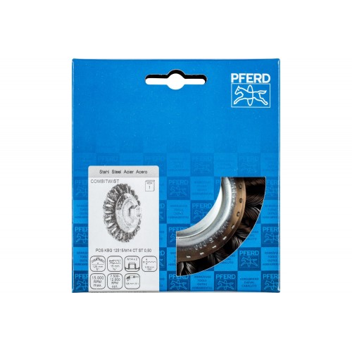 Carda cónica COMBITWIST trenzadas KBG Ø 125x15 mm M14, alambre de acero Ø 0,50 mm, amoladora angular