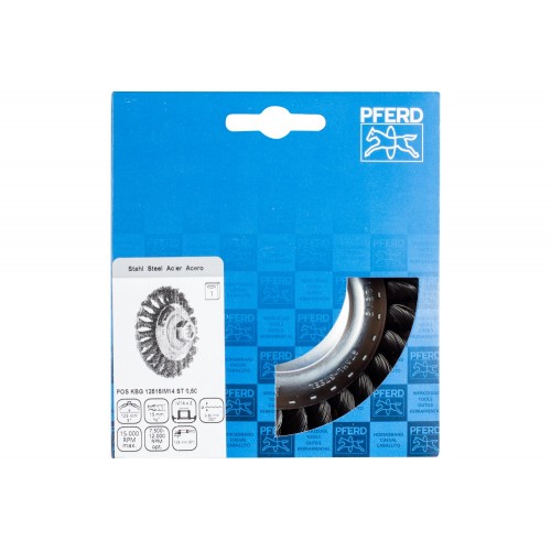Carda cónica trenzada KBG Ø 125x15 mm M14, alambre de acero Ø 0,50 mm, amoladora angular