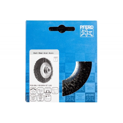 Carda cónica sin trenzar KBU Ø 115x10 mm M14, alambre de acero Ø 0,35 mm, amoladora angular