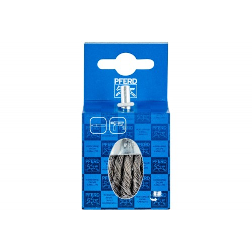 Carda brocha POS, trenzada PBG Ø 30 mm, mango Ø 6 mm alambre de acero Ø 0,35