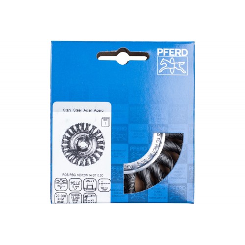 Carda redonda, trenzada RBG Ø 100x12 mm M14 alambre de acero Ø 0,50 mm amoladora angular