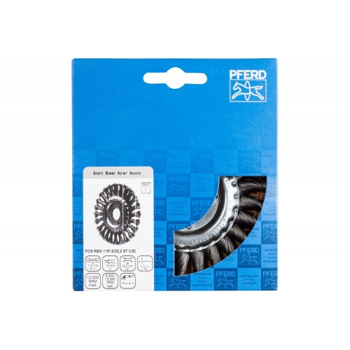 Carda redonda, trenzada RBG Ø 115x12x22,2 mm alambre de acero Ø 0,50 mm amoladora angular