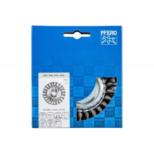 Carda redonda, trenzada RBG Ø 115x12 mm M14 alambre de acero Ø 0,50 mm amoladora angular