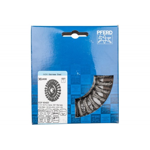 Carda redonda, trenzada RBG Ø 115x12 agujero 22,2 mm/X-LOCK alambre de acero inoxidable Ø 0,50 mm amoladora angular