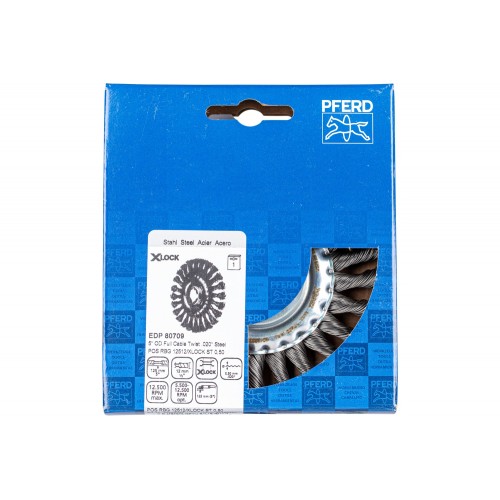 Carda redonda, trenzada RBG Ø 125x12 agujero 22,2 mm/X-LOCK alambre de acero Ø 0,50 mm amoladora angular