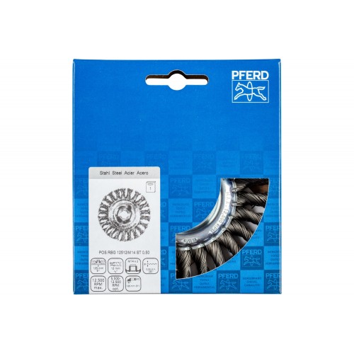 Carda redonda, trenzada RBG Ø 125x12 mm M14 alambre de acero Ø 0,50 mm amoladora angular