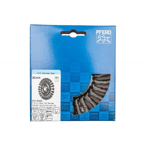 Carda redonda, trenzada RBG Ø 125x12 agujero 22,2 mm/X-LOCK alambre de acero inoxidable Ø 0,50 mm amoladora angular