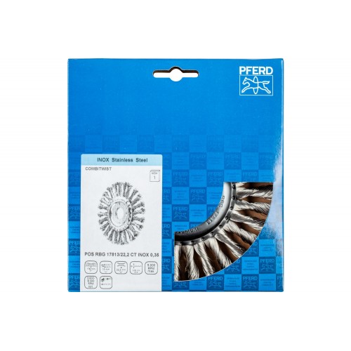 Carda redonda COMBITWIST trenzada RBG Ø 178x13x22,2 mm, alambre de acero inoxidable Ø 0,35 mm, amoladora angular