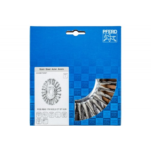Carda redonda COMBITWIST trenzada RBG Ø 178x13x22,2 mm, alambre de acero Ø 0,50 mm, amoladora angular