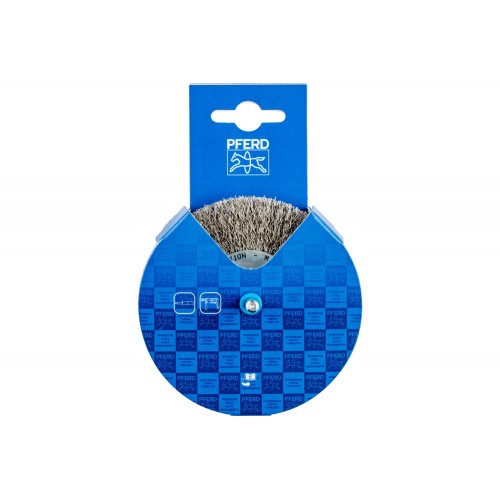 Carda redonda POS, sin trenzar RBU Ø100x10 mm mango Ø 6 mm alambre de acero inoxidable Ø 0,30 (10)