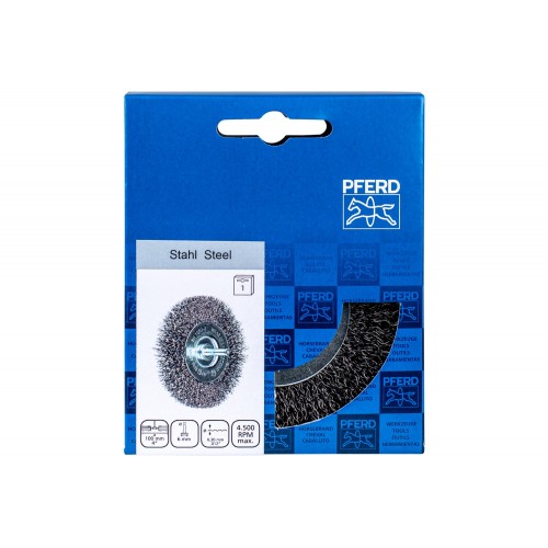 Carda redonda, sin trenzar RBU Ø 100 mm mango ø 6 mm alambre de acero Ø 0,30, taladros