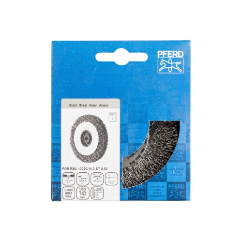 Carda redonda POS ancha, sin trenzar RBU Ø 100x20x agujero variable alambre de acero Ø 0,30 amoladora