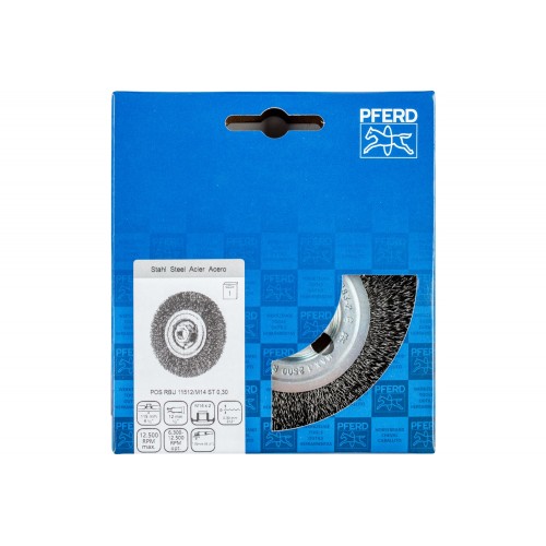 Carda redonda, sin trenzar RBU Ø 115x12 mm M14 alambre de acero Ø 0,30, amoladora angular