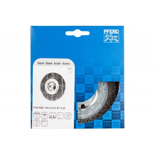 Carda redonda, sin trenzar RBU Ø 125x12 mm M14 alambre de acero Ø 0,30, amoladora angular