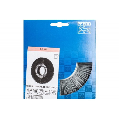 Carda redonda ancha, sin trenzar RBU Ø 150x25x agujero variable filamento de SiC Ø 0,55 mm grano 120 amoladora