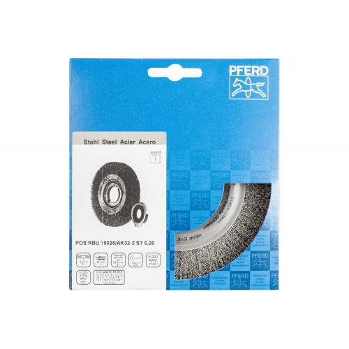 Carda redonda ancha, sin trenzar RBU Ø 150x25x agujero variable alambre de acero Ø 0,20 amoladora