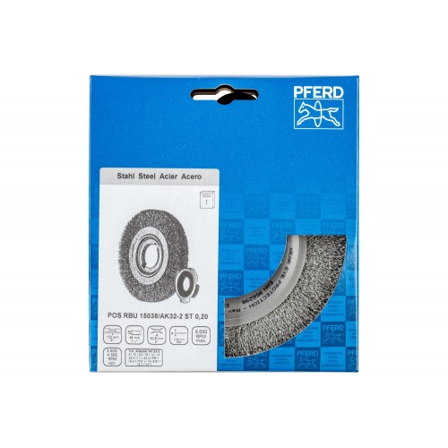 Carda redonda ancha, sin trenzar RBU Ø 150x38x agujero variable alambre de acero Ø 0,20 amoladora