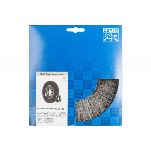 Carda redonda POS ancha, sin trenzar RBU Ø 200x38x agujero variable alambre de acero Ø 0,30 amoladora