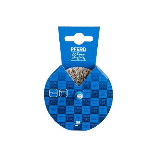 Carda redonda POS, sin trenzar RBU Ø 70x15 mm mango Ø 6 mm alambre de acero inoxidable Ø 0,30 (10)