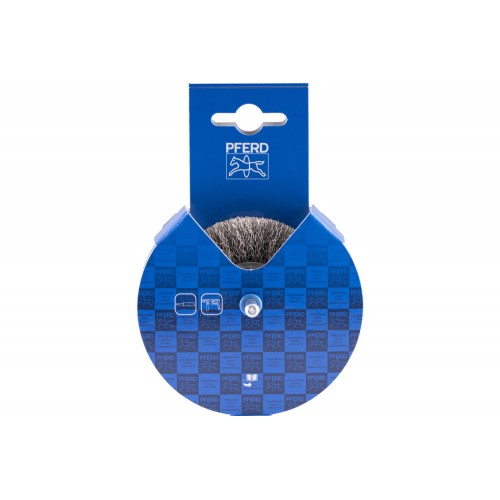 Carda redonda sin trenzar RBU POS Ø80x15 mm, mango Ø 6 mm, alambre de acero inoxidable Ø 0,30