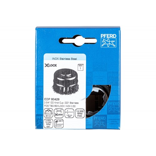 Carda vaso, trenzada TBG Ø 65 mm agujero 22,2 mm/X-LOCK alambre de acero inoxidable Ø 0,50 mm amoladora angular