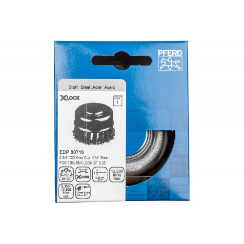Carda vaso, trenzada TBG Ø 65 mm agujero 22,2 mm/X-LOCK alambre de acero Ø 0,35 mm amoladora angular
