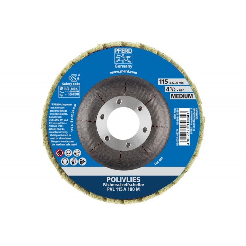 Disco de láminas POLIVLIES PVL corindón Ø 115 mm agujero 22,23 mm A180M para lijado fino