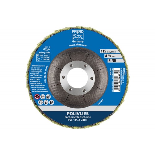 Disco de láminas POLIVLIES PVL corindón Ø 115 mm agujero 22,23 mm A240F para lijado fino
