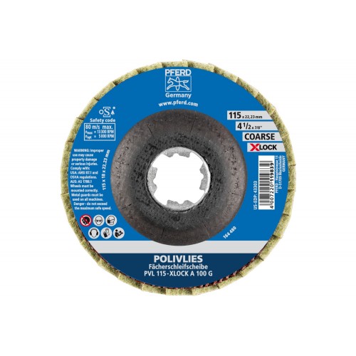 Disco de láminas POLIVLIES PVL corindón Ø 115 mm agujero 22,23 mm/X-LOCK A100G para lijado fino