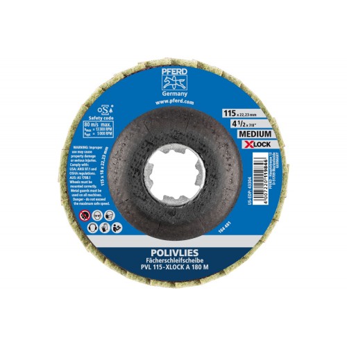 Disco de láminas POLIVLIES PVL corindón Ø 115 mm agujero 22,23 mm/X-LOCK A180M para lijado fino