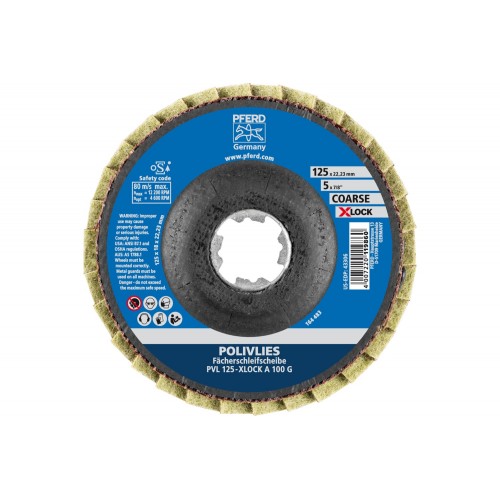 Disco de láminas POLIVLIES PVL corindón Ø 125 mm agujero 22,23 mm/X-LOCK A100G para lijado fino