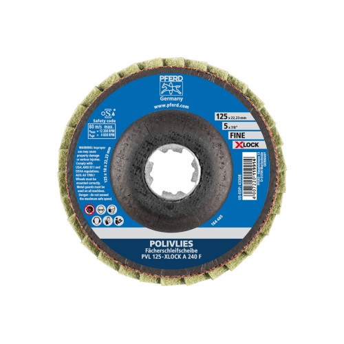 Disco de láminas POLIVLIES PVL corindón Ø 125 mm agujero 22,23 mm/X-LOCK A240F para lijado fino