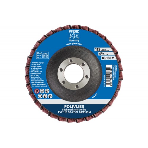 Disco de láminas POLIVLIES PVZ cerámica Ø 115 mm agujero 22,23 mm CO-COOL80/A180M para lijado fino