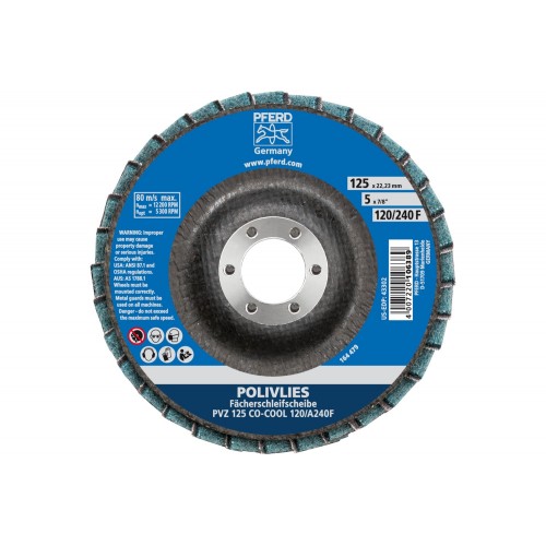 Disco de láminas POLIVLIES PVZ cerámica Ø 125 mm agujero 22,23 mm CO-COOL120/A240F para lijado fino